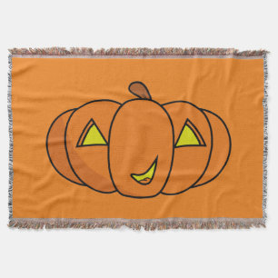 Süß lächelnder Halloween-Kürbis Decke