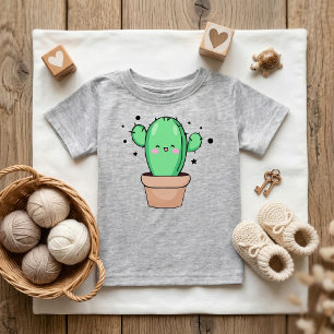 Süß lächelnder Kawaii-Baby-Kaktus in einer Vase mi Baby T-shirt