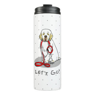 Süß Lass uns gehen! Clumber Spaniel Hund spazieren Thermosbecher