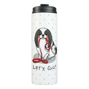 Süß Lass uns gehen! Japan Chin Hund (dreifarbig 1) Thermosbecher