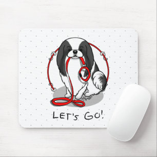 Süß, los geht's! Japan-Chin-Hund (schwarz & weiß 1 Mousepad