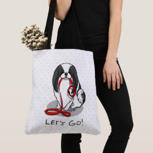 Süß, los geht's! Japan-Chin-Hund (schwarz & weiß 1 Tasche