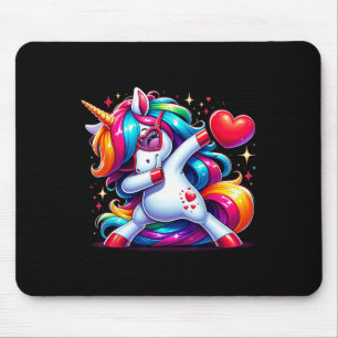 Süß Lustig Cool Einhorn Dabbing Herz Valentinstag Mousepad