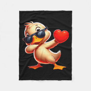 Süß Lustig Cooler Ente Dabbing Herz Valentinstag Fleecedecke