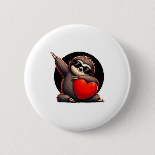 Süß Lustig Cooler Faultier Dabbing Herz Valentinst Button