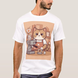 Süß Lustig Gemütlich Barista-Katze & Kaffee T-Shir T-Shirt