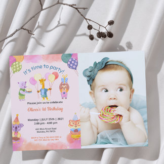 Süß Lustig | Kinder Foto Geburtstag Einladung