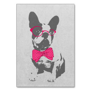 Süß lustig trendy vintage Tier Französische Bulldo Tischnummer