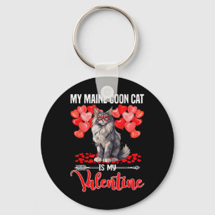 Süß Meine Maine Coon Katze ist mein Valentinstag V Schlüsselanhänger