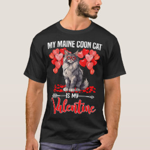 Süß Meine Maine Coon Katze ist mein Valentinstag V T-Shirt