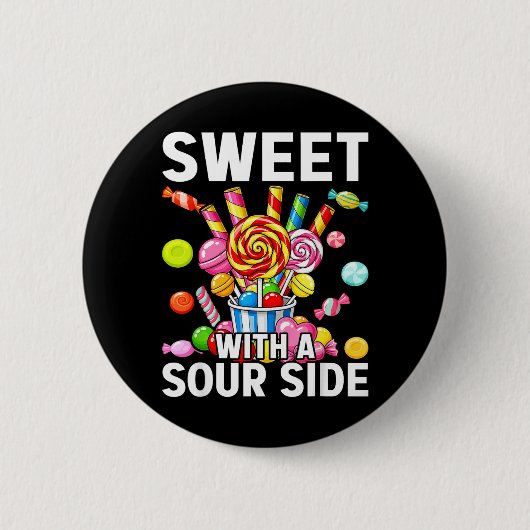 Süß mit einer sauren Seite Lustiger Kaugummi-Fleck Button (Vorderseite)