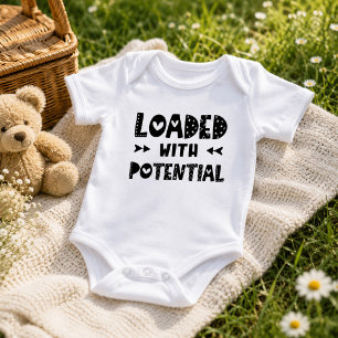 Süß mit Potenzial Lustiges geschlechtsneutrales Ba Baby Strampler