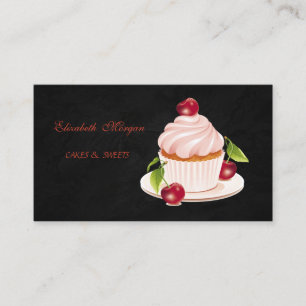 Süß Niedlich, Cupcake, Schwarz Visitenkarte