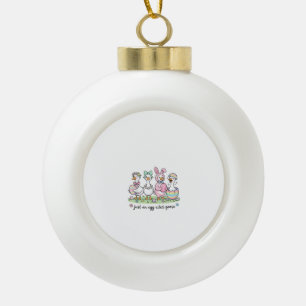 Süß, nur eine aufgeregte Gans Ostertag Mädchen Fra Keramik Kugel-Ornament