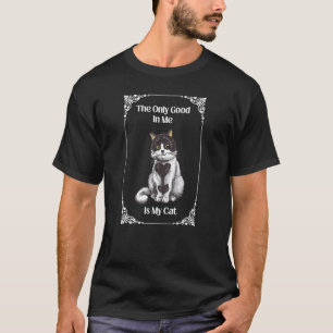 Süß nur gut in mir Retro-Katze Herz Katzenmutter D T-Shirt