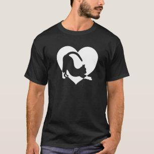 Süß Retro, der Katzen liebt Schwarze Katze Weißes T-Shirt