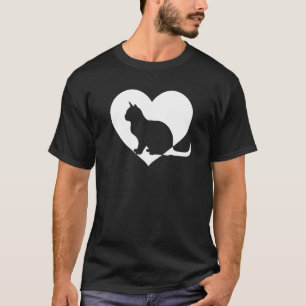 Süß Retro, die Katzen liebt Schwarze Katze Weiße T-Shirt