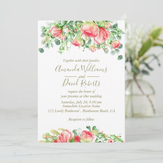 süß-romantisch | Einladung zur Blumenhochzeit (Stehend Vorderseite)