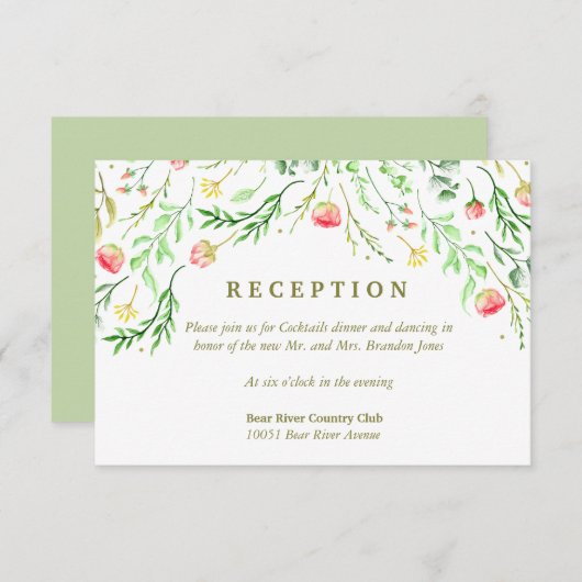 süß-romantisch | Florale Hochzeitsempfang Einladung (Vorne/Hinten)