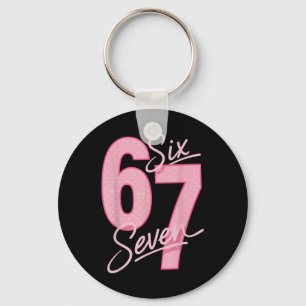 Süß Rosa 67 Six Seven Lustiges Meme Frauen Mädchen Schlüsselanhänger