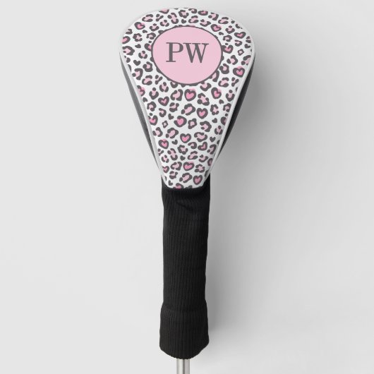 Süß Rosa Grau Tier Leopardendruck Golf Headcover (Vorderseite)