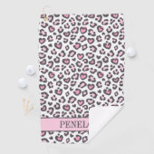 Süß Rosa Grau Tier Leopardendruck Golfhandtuch (Insitu)