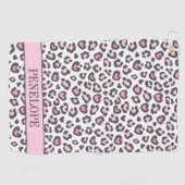 Süß Rosa Grau Tier Leopardendruck Golfhandtuch (Horizontal)