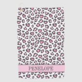 Süß Rosa Grau Tier Leopardendruck Golfhandtuch (Vorderseite)
