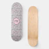 Süß Rosa Grau Tier Leopardendruck Skateboard (Vorderseite)