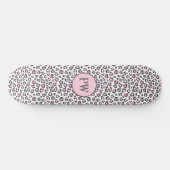 Süß Rosa Grau Tier Leopardendruck Skateboard (Horizontal)