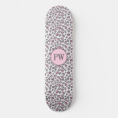Süß Rosa Grau Tier Leopardendruck Skateboard (Vorderseite)
