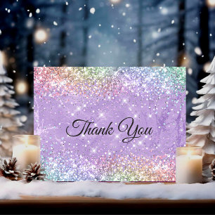 Süß schillernde lila violette falsche Glitter Dankeskarte