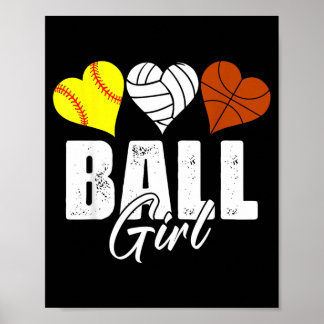 Süß Softball Volleyball Baseball Mädchen Herz Poster