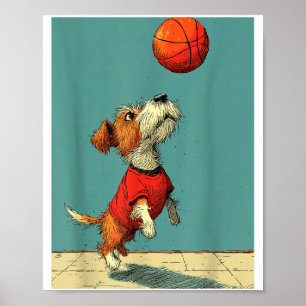 Süß Süß Hund Sport Lustiges Basketball Poster