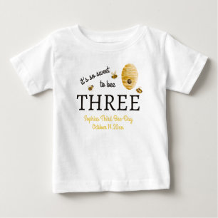Süß, um drei zu sein, Dritter Geburtstag Bienen Ho Baby T-shirt
