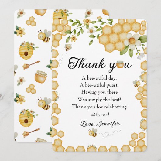 Süß um eine Biene zu sein Eine Flat Note Dankeskarte (Vorne/Hinten)