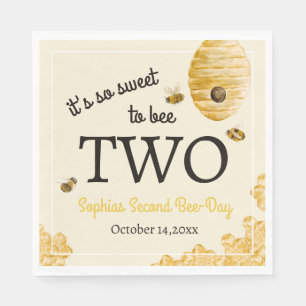 Süß, um zwei zu sein, zweiter Geburtstag Bienen Ho Serviette
