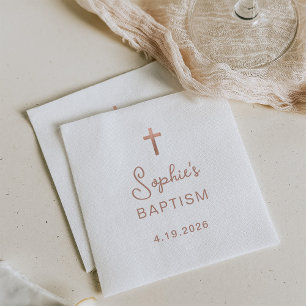 Süß und einfach Roségold Kreuz Taufe Serviette