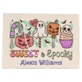 süß und lecker, trick oder creme weiß große geschenktüte (Rückseite)