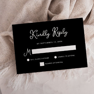 Süß und Whimsical Einfache schwarze Hochzeit RSVP Karte