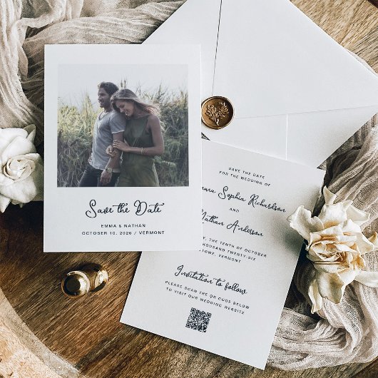 Süß und Whimsical | Foto und QR-Code Save The Date