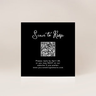 Süß und Whimsical Schwarz RSVP mit QR-Code Begleitkarte