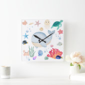 Süß Unter Wasser Quadratische Wanduhr (Zuhause)