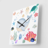 Süß Unter Wasser Quadratische Wanduhr (Winkel)