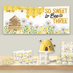 Süß wie ein Biene Drei Bienen Thema 3. Geburtstags Banner