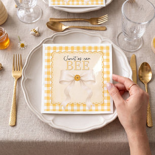 Süß wie eine Biene Baby Shower Gelb kariert Bogen Serviette