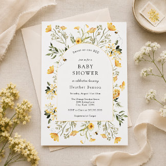 Süß wie eine Biene Gelbe Blumenbogen-Baby-Party  Einladung