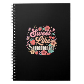 Süß wie Sommer Cute Strawberry Cherry Floral Wo Notizblock
