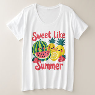 Süß wie Sommer Wassermelone Erdbeere Ananas Große Größe T-Shirt