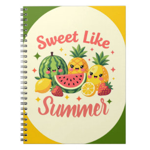 Süß wie sommerlich süße Früchte Kawaii Notizblock